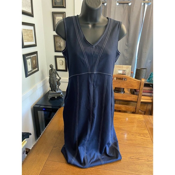 Ann Taylor Dresses & Skirts - Ann Taylor Navy Blue White Stitching Sleeveless Summer Dress Sz 2 NWT